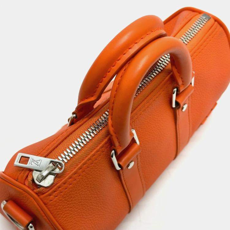 Pre Owned Louis Vuitton Aerogram Keepall Xs 2-Way Shoulder Bag Leather Orange