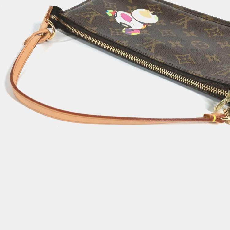 Pre Owned Louis Vuitton Monogram Panda Pochette Shoulder Bag Canvas Brown