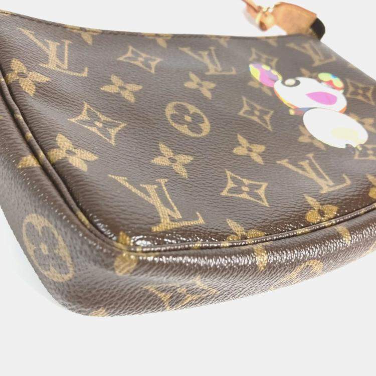 Pre Owned Louis Vuitton Monogram Panda Pochette Shoulder Bag Canvas Brown