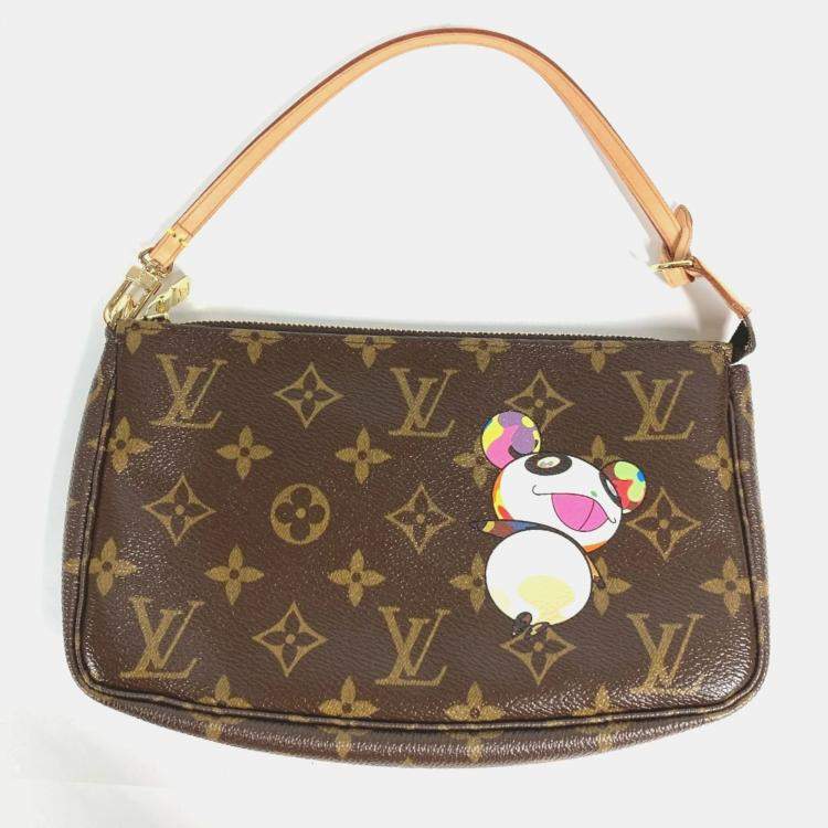 Pre Owned Louis Vuitton Monogram Panda Pochette Shoulder Bag Canvas Brown