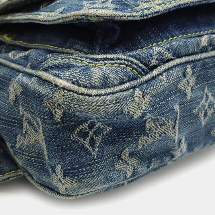 Pre Owned Louis Vuitton Monogram Denim Bum Bag Waist Shoulder Blue