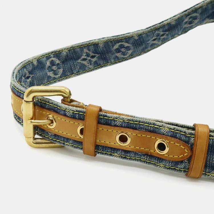 Pre Owned Louis Vuitton Monogram Denim Bum Bag Waist Shoulder Blue