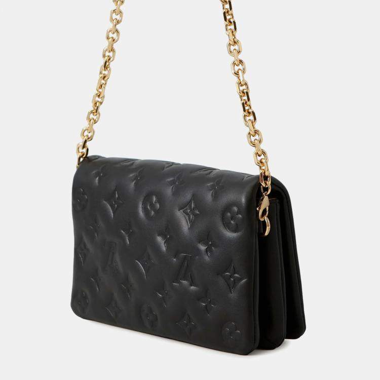 مملوكة مسبقًا Louis Vuitton Chain Shoulder Bag Monogram Lambskin Pochette Coussin Black