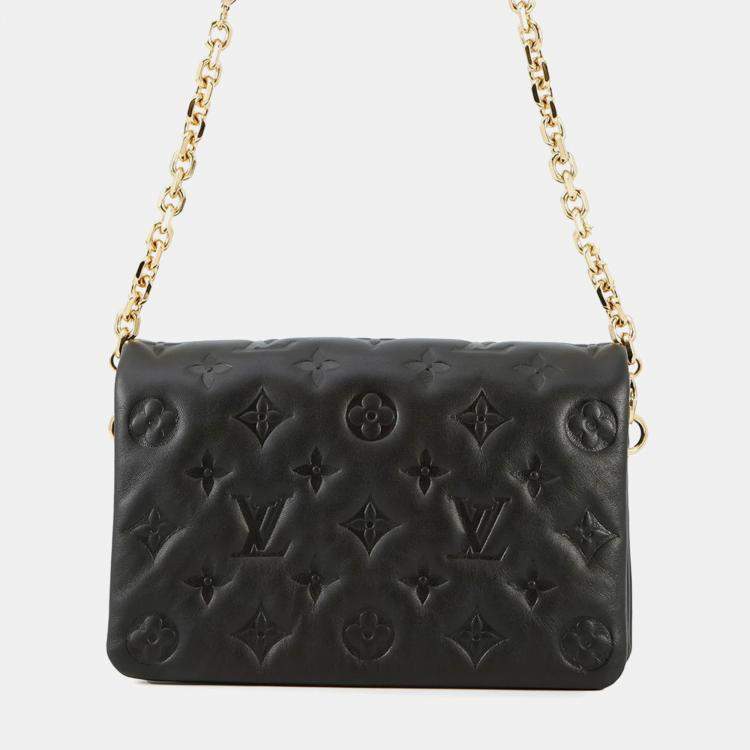 مملوكة مسبقًا Louis Vuitton Chain Shoulder Bag Monogram Lambskin Pochette Coussin Black
