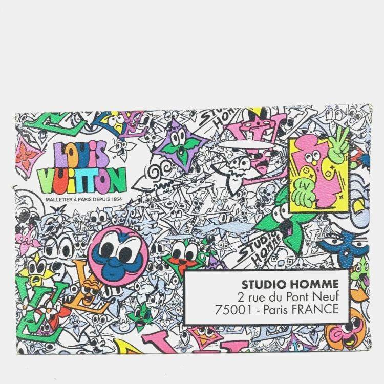 Pre Owned Louis Vuitton Monogram Comic Trio Envelope Pouch Bag Second With Strap Business Card Holder/Card Case Clutch Leather Canvas Multicolor