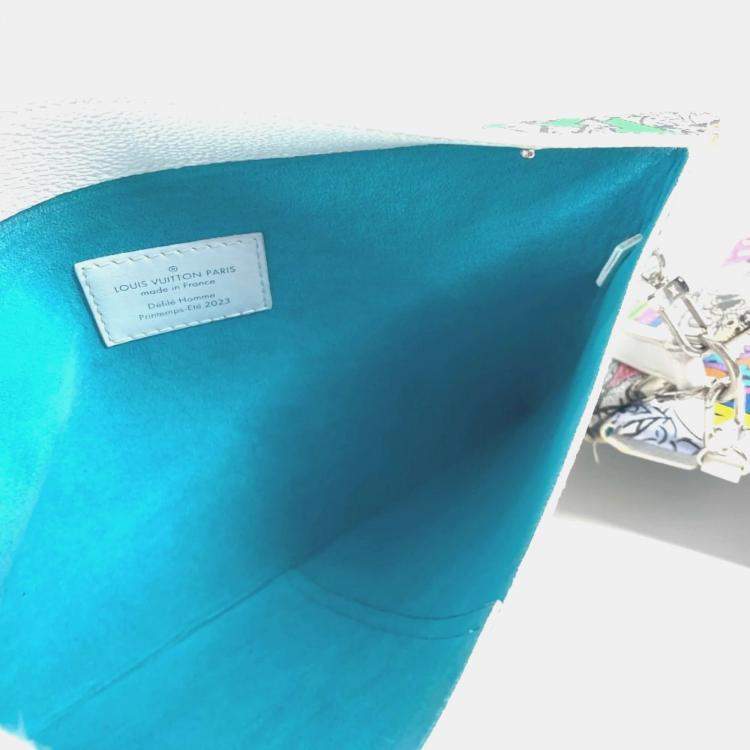 Pre Owned Louis Vuitton Monogram Comic Trio Envelope Pouch Bag Second With Strap Business Card Holder/Card Case Clutch Leather Canvas Multicolor