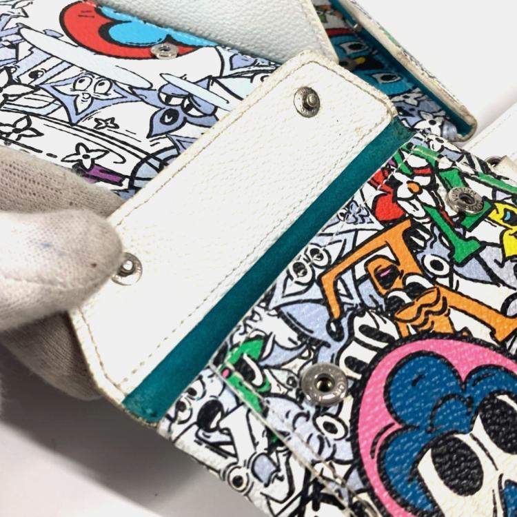 Pre Owned Louis Vuitton Monogram Comic Trio Envelope Pouch Bag Second With Strap Business Card Holder/Card Case Clutch Leather Canvas Multicolor