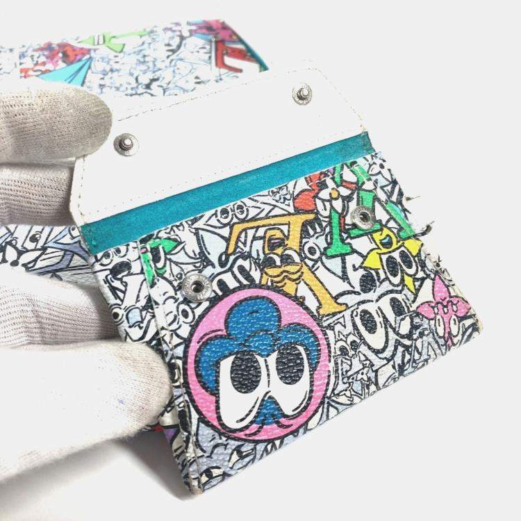 Pre Owned Louis Vuitton Monogram Comic Trio Envelope Pouch Bag Second With Strap Business Card Holder/Card Case Clutch Leather Canvas Multicolor