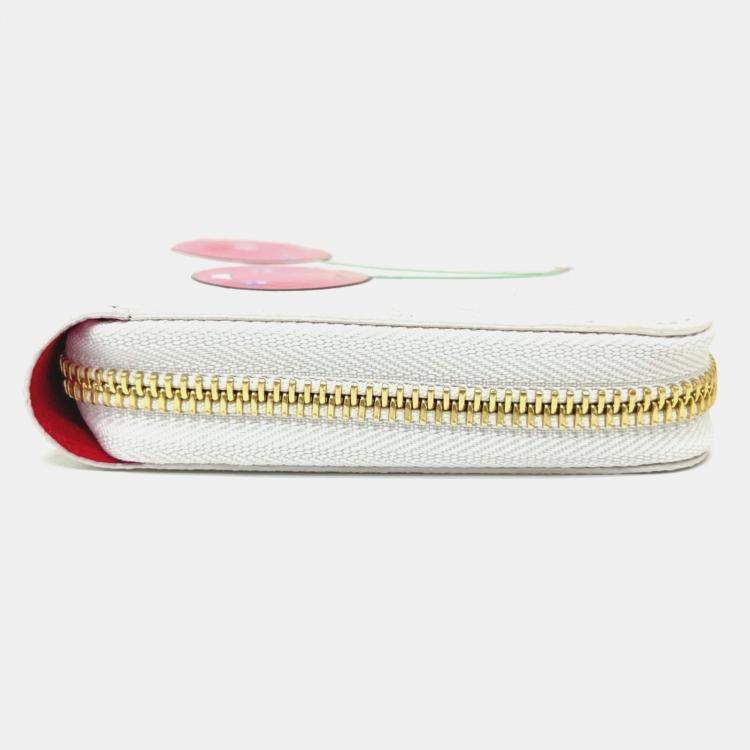 Pre Owned Louis Vuitton Monogram Lv X Tm Zippy Wallet Cherry Long Canvas White