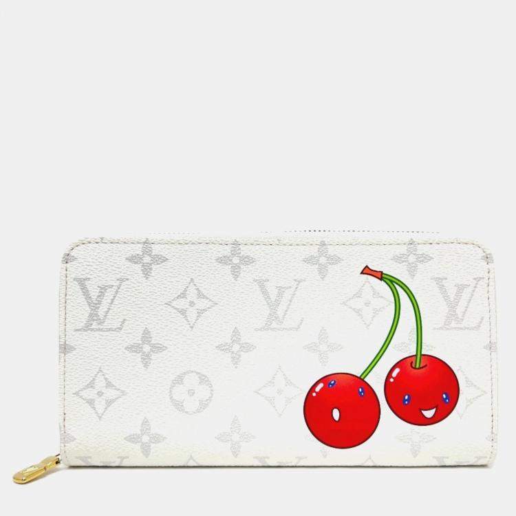 Pre Owned Louis Vuitton Monogram Lv X Tm Zippy Wallet Cherry Long Canvas White