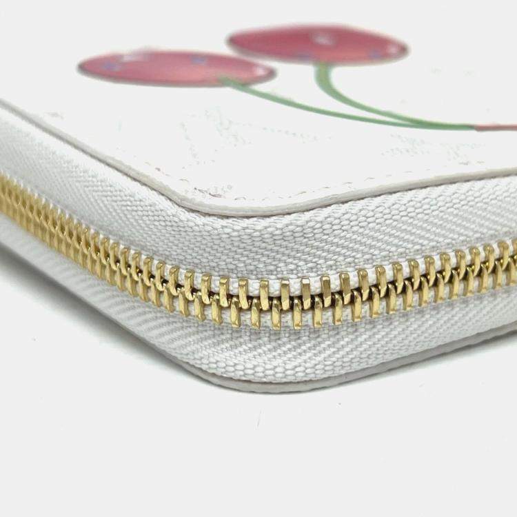 Pre Owned Louis Vuitton Monogram Lv X Tm Zippy Wallet Cherry Long Canvas White