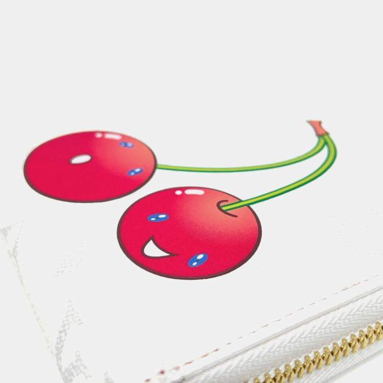 Pre Owned Louis Vuitton Monogram Lv X Tm Zippy Wallet Cherry Long Canvas White