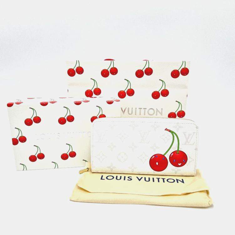 Pre Owned Louis Vuitton Monogram Lv X Tm Zippy Wallet Cherry Long Canvas White