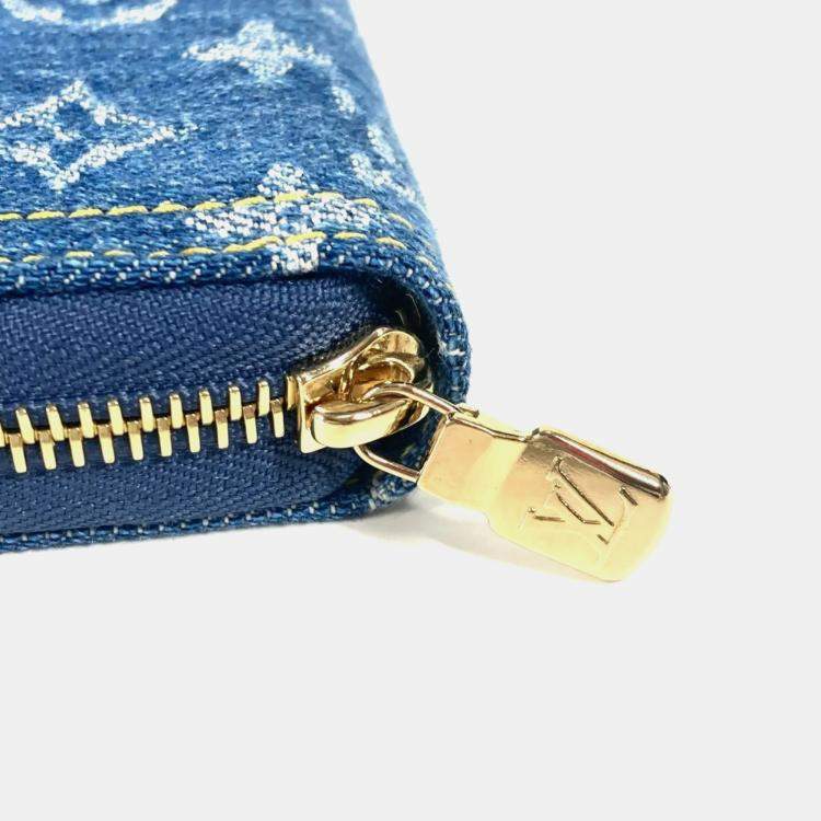 مملوكة مسبقًا Louis Vuitton Monogram Denim Cherry Lv X Tm Zippy Wallet Long Wallet Round Zipper Blue