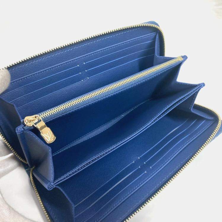 مملوكة مسبقًا Louis Vuitton Monogram Denim Cherry Lv X Tm Zippy Wallet Long Wallet Round Zipper Blue