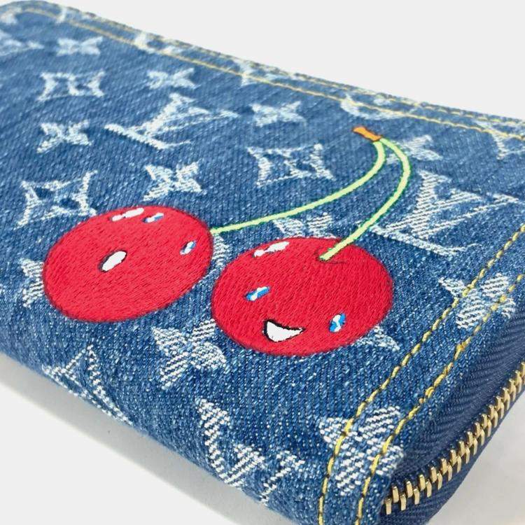 مملوكة مسبقًا Louis Vuitton Monogram Denim Cherry Lv X Tm Zippy Wallet Long Wallet Round Zipper Blue