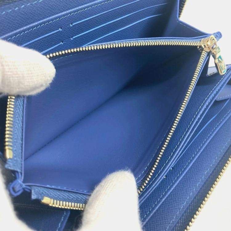 مملوكة مسبقًا Louis Vuitton Monogram Denim Cherry Lv X Tm Zippy Wallet Long Wallet Round Zipper Blue