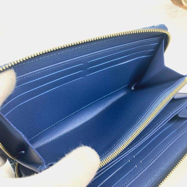 مملوكة مسبقًا Louis Vuitton Monogram Denim Cherry Lv X Tm Zippy Wallet Long Wallet Round Zipper Blue