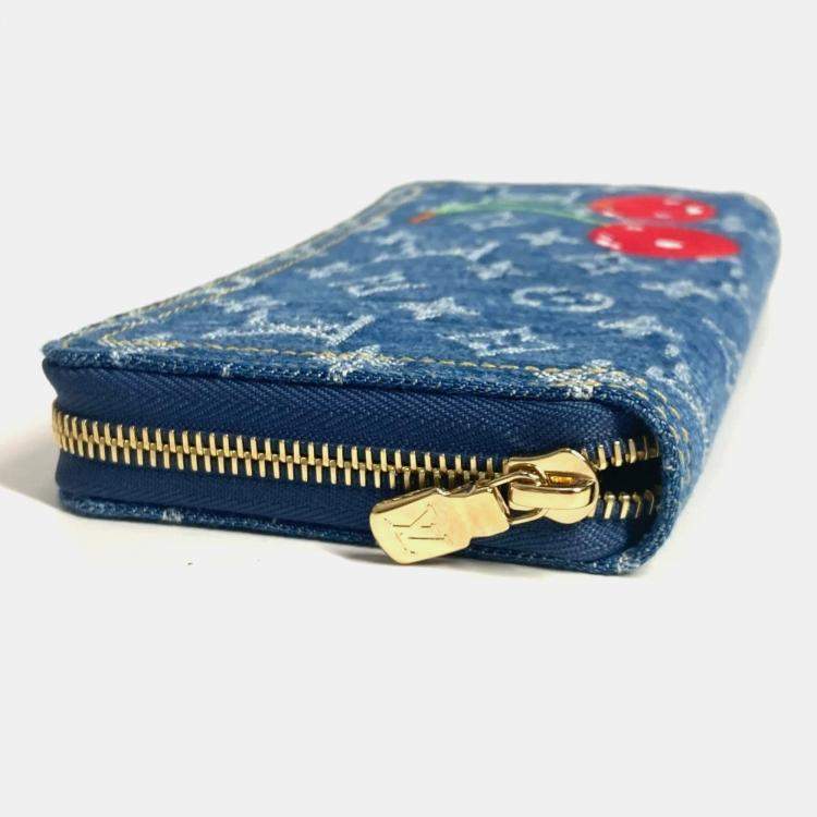 مملوكة مسبقًا Louis Vuitton Monogram Denim Cherry Lv X Tm Zippy Wallet Long Wallet Round Zipper Blue