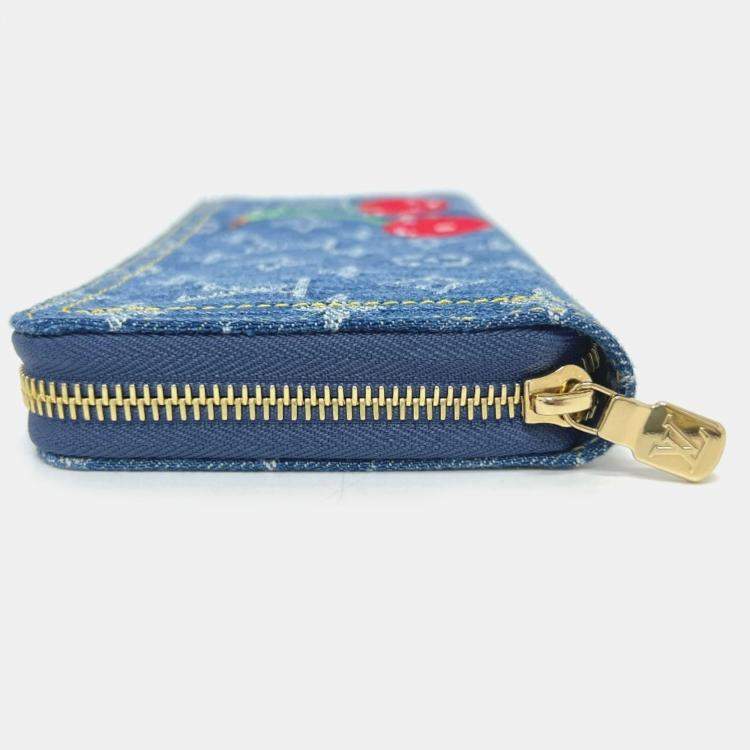 Pre Owned Louis Vuitton Monogram Denim Lv X Tm Zippy Wallet Wallet Long Blue