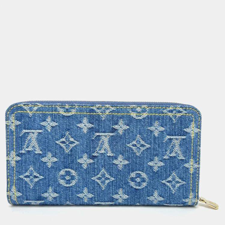 Pre Owned Louis Vuitton Monogram Denim Lv X Tm Zippy Wallet Wallet Long Blue