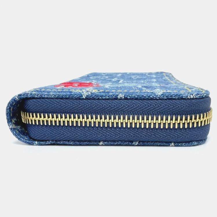 Pre Owned Louis Vuitton Monogram Denim Lv X Tm Zippy Wallet Wallet Long Blue
