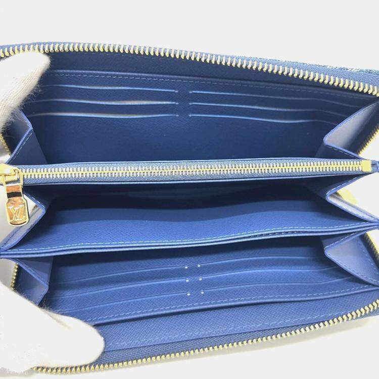 Pre Owned Louis Vuitton Monogram Denim Lv X Tm Zippy Wallet Wallet Long Blue