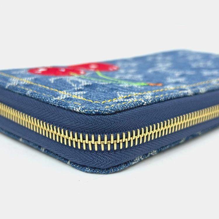 Pre Owned Louis Vuitton Monogram Denim Lv X Tm Zippy Wallet Wallet Long Blue