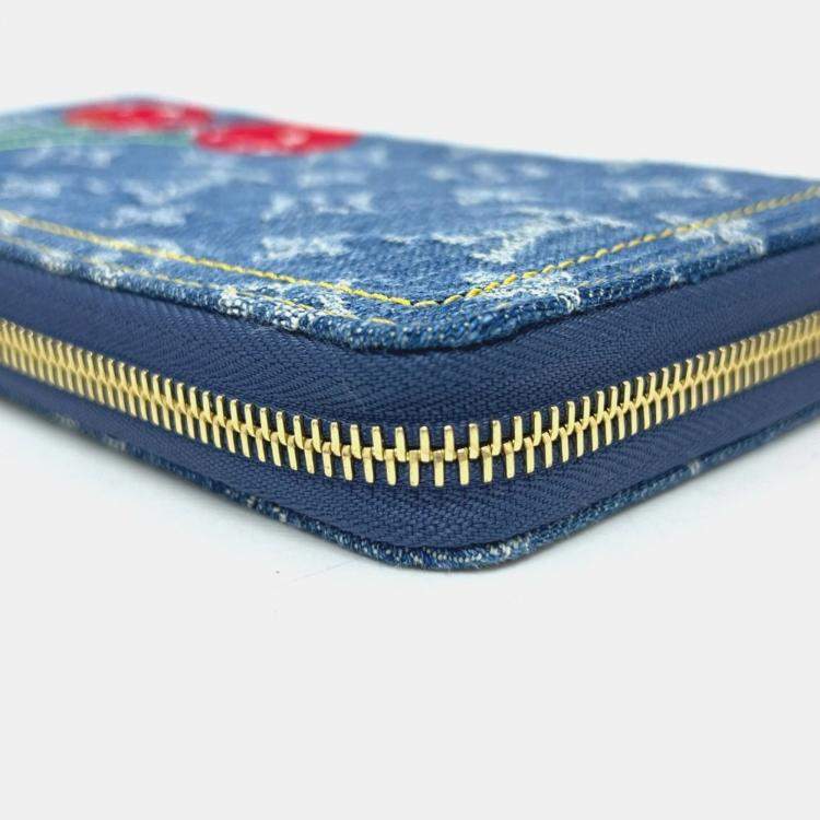 Pre Owned Louis Vuitton Monogram Denim Lv X Tm Zippy Wallet Wallet Long Blue