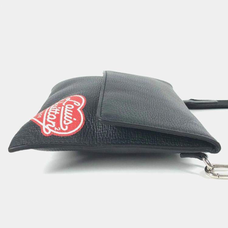 مملوكة مسبقًا Louis Vuitton Squared Collection Trio Pouch Crossbody Flap Monogram Denim And Taurillon Leather Black