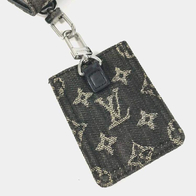 مملوكة مسبقًا Louis Vuitton Squared Collection Trio Pouch Crossbody Flap Monogram Denim And Taurillon Leather Black