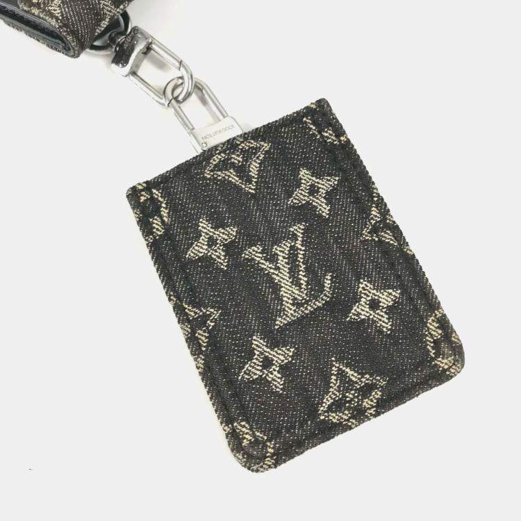 مملوكة مسبقًا Louis Vuitton Squared Collection Trio Pouch Crossbody Flap Monogram Denim And Taurillon Leather Black