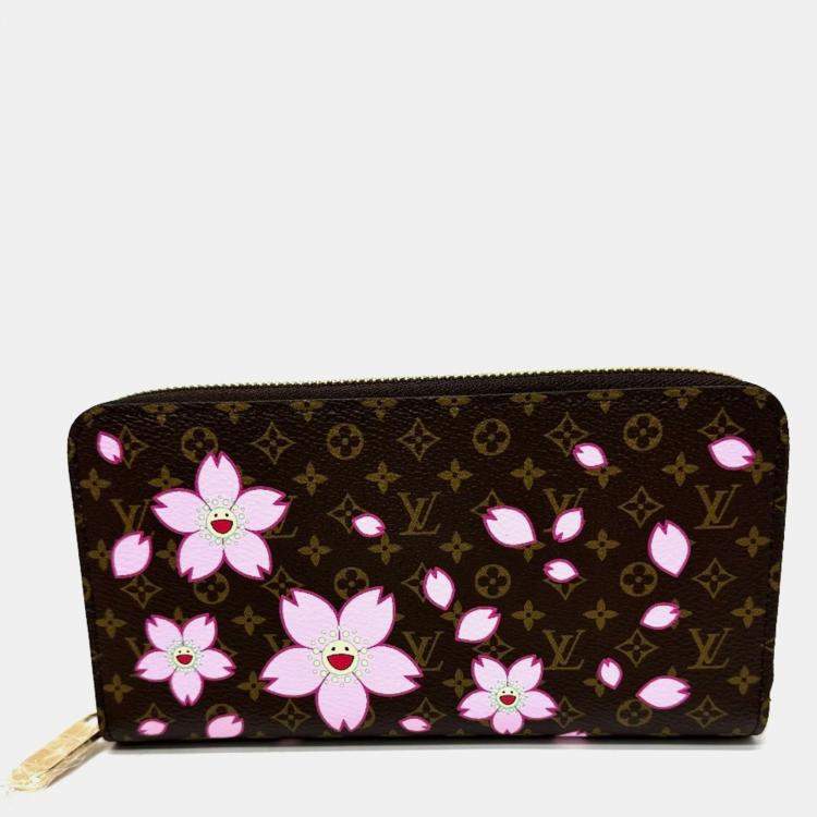 Pre Owned Louis Vuitton Monogram Lv X Tm Zippy Wallet Cherry Blossom Long Canvas Brown