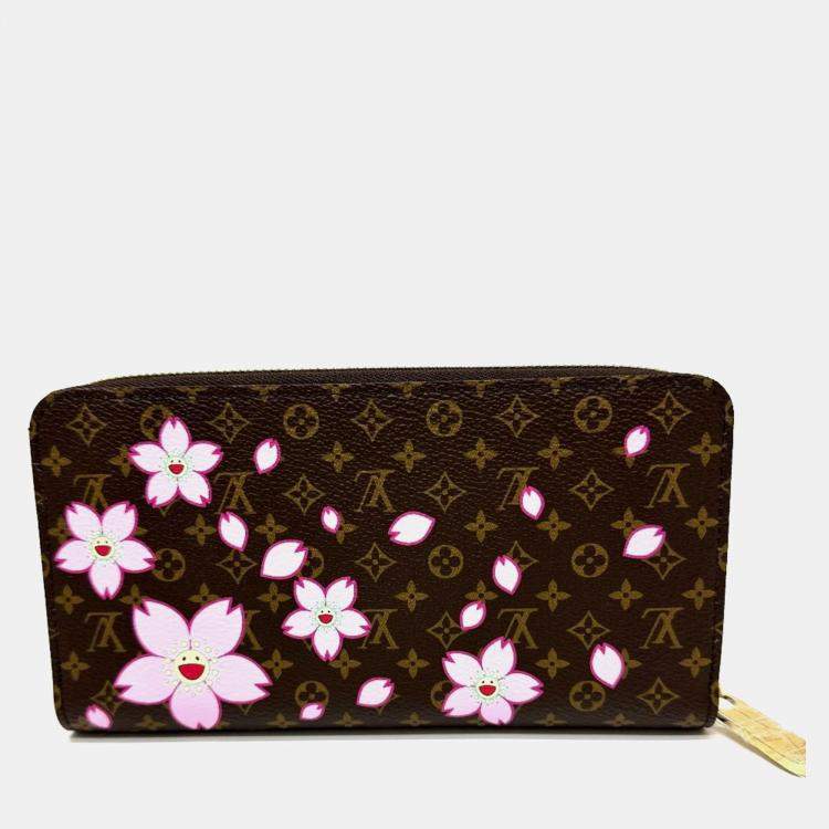 Pre Owned Louis Vuitton Monogram Lv X Tm Zippy Wallet Cherry Blossom Long Canvas Brown