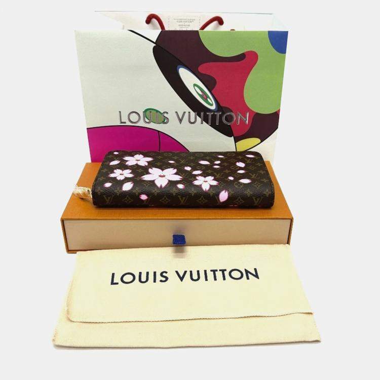 Pre Owned Louis Vuitton Monogram Lv X Tm Zippy Wallet Cherry Blossom Long Canvas Brown