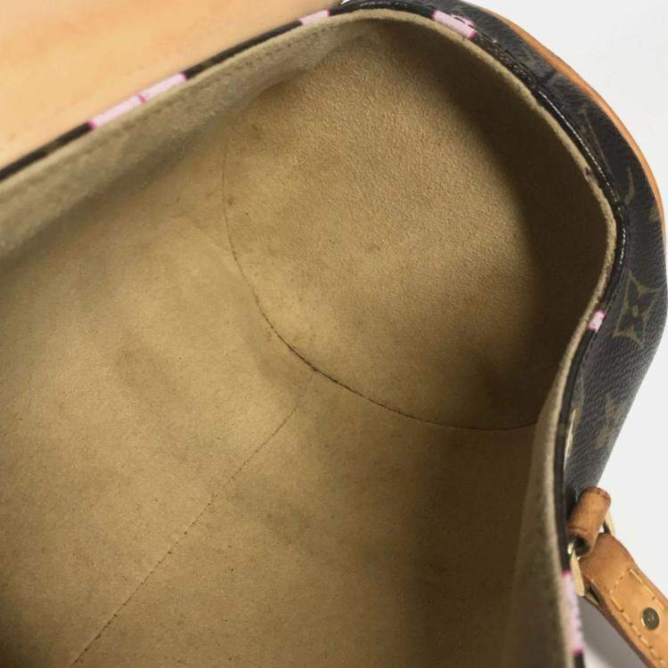 Pre Owned Louis Vuitton Monogram Cherry Blossom Papillon Tote Bag Canvas Brown