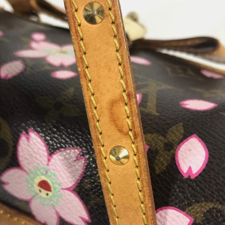 Pre Owned Louis Vuitton Monogram Cherry Blossom Papillon Tote Bag Canvas Brown