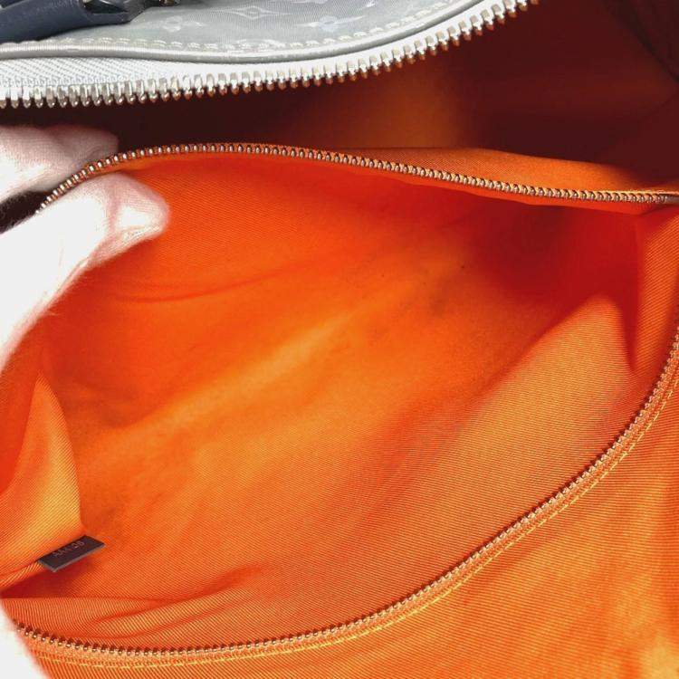 Pre Owned Louis Vuitton Monogram Satellite Keepall Bandouliere 50 Leather Canvas Boston Bag Silver