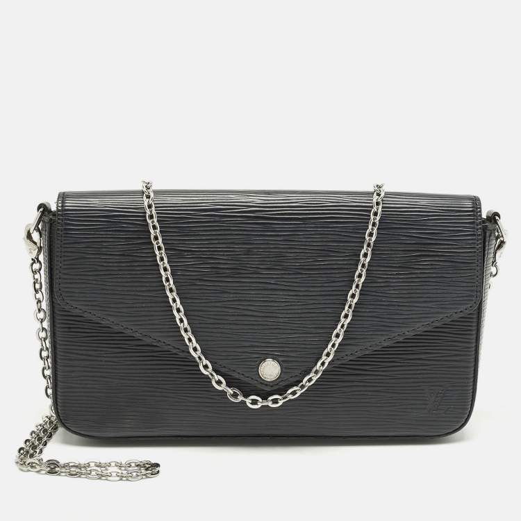 Pre Owned Louis Vuitton Black Epi Leather Pochette Felicie Bag