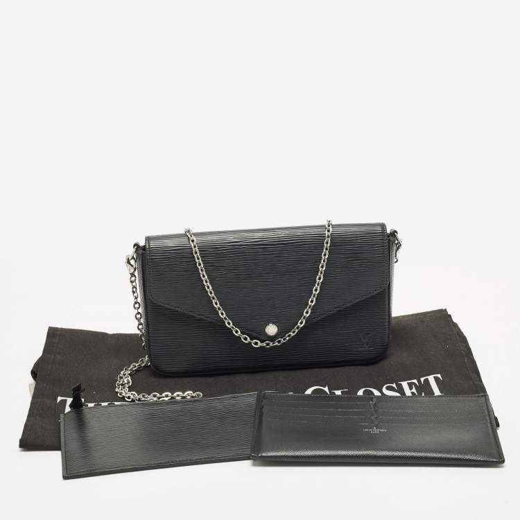 Pre Owned Louis Vuitton Black Epi Leather Pochette Felicie Bag