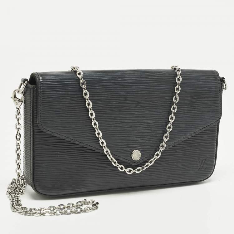 Pre Owned Louis Vuitton Black Epi Leather Pochette Felicie Bag