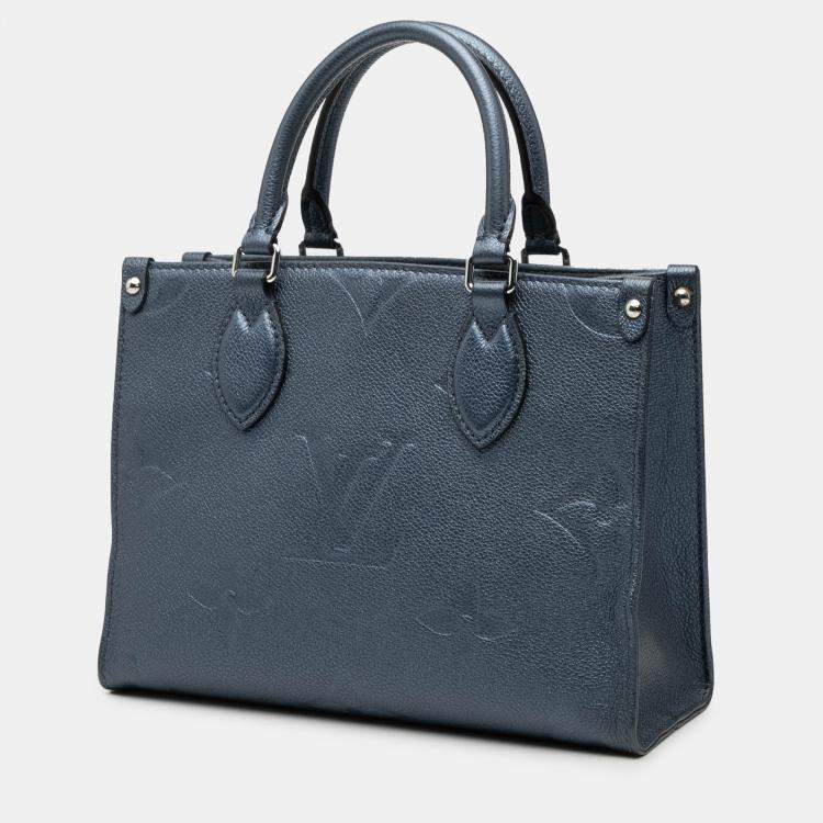 Pre Owned Louis Vuitton Blue Metallic Monogram Giant Empreinte Onthego PM