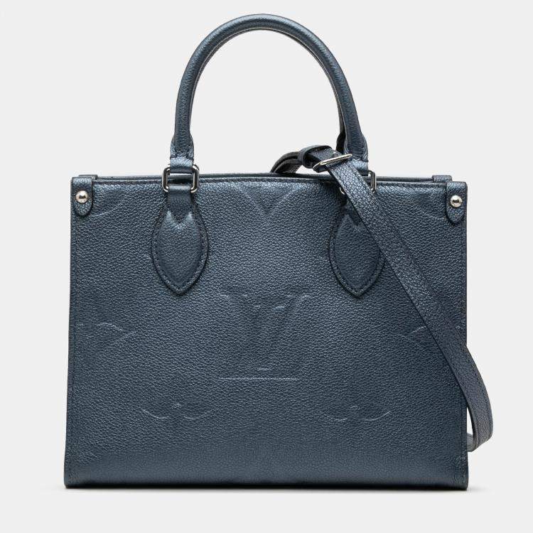 Pre Owned Louis Vuitton Blue Metallic Monogram Giant Empreinte Onthego PM
