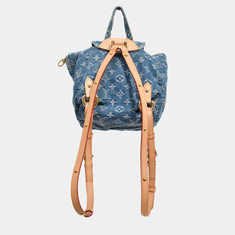 Pre Owned Louis Vuitton Blue Denim Monogram Mini Venice Backpack