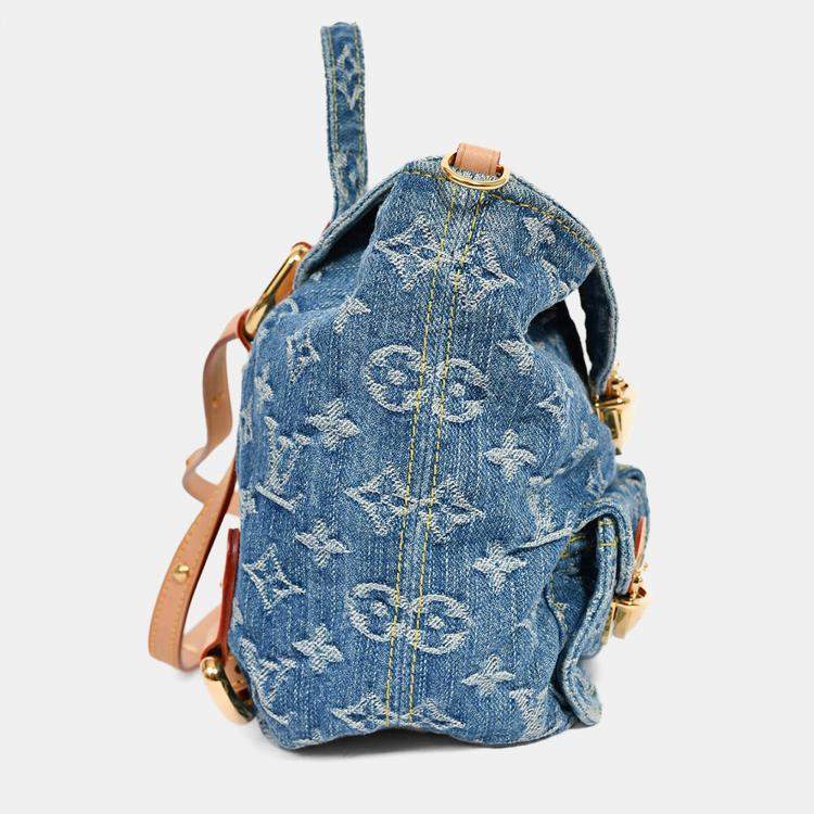Pre Owned Louis Vuitton Blue Denim Monogram Mini Venice Backpack