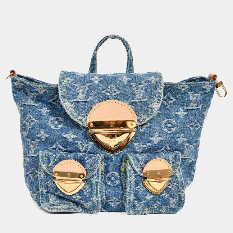 Pre Owned Louis Vuitton Blue Denim Monogram Mini Venice Backpack