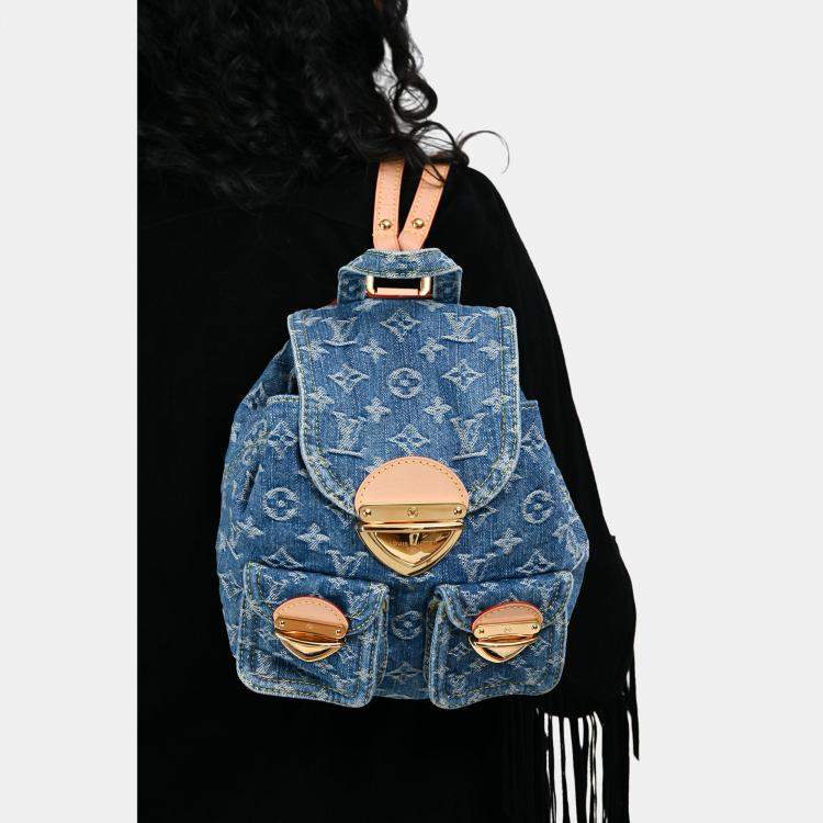 Pre Owned Louis Vuitton Blue Denim Monogram Mini Venice Backpack