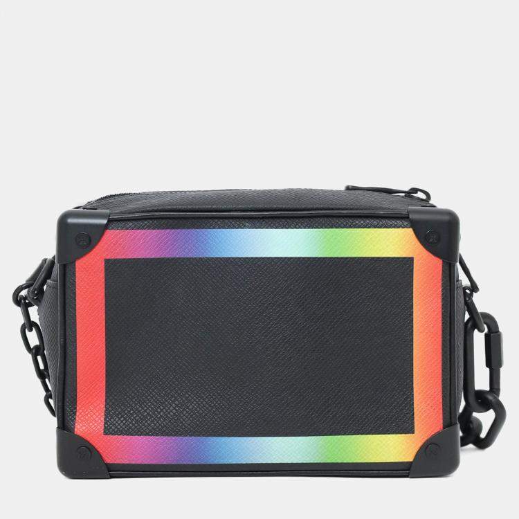 Pre Owned Louis Vuitton 2019 Black Taiga Rainbow Mini Soft Trunk Crossbody