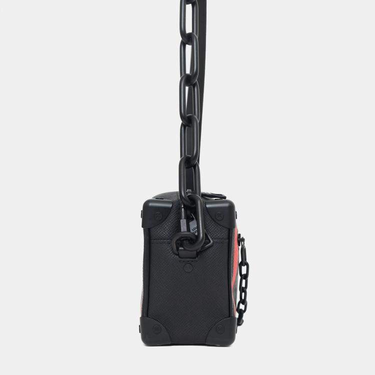 Pre Owned Louis Vuitton 2019 Black Taiga Rainbow Mini Soft Trunk Crossbody