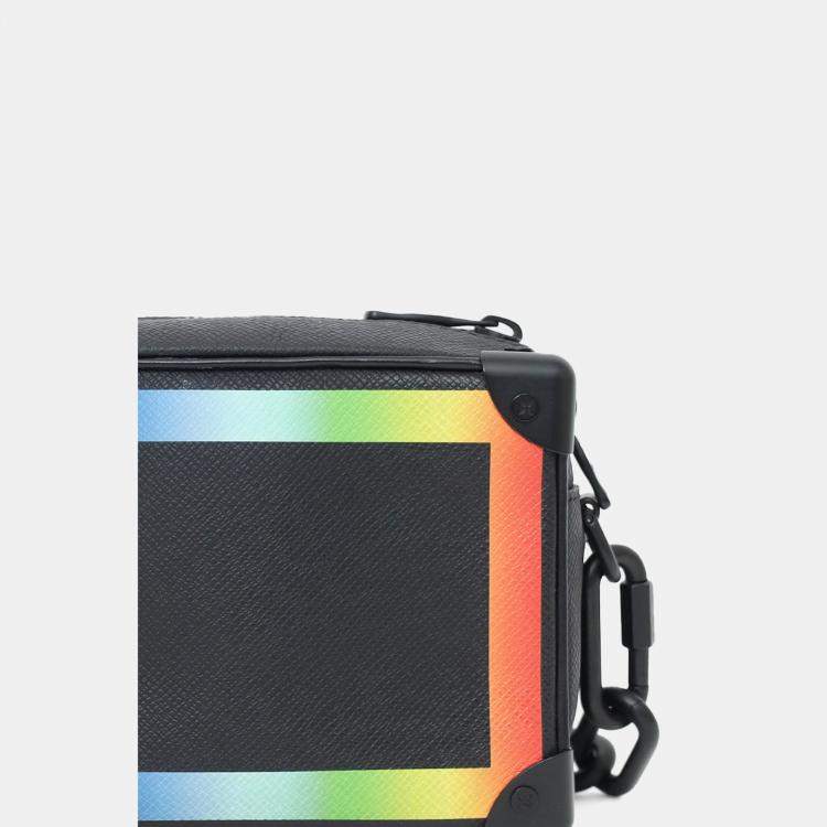 Pre Owned Louis Vuitton 2019 Black Taiga Rainbow Mini Soft Trunk Crossbody